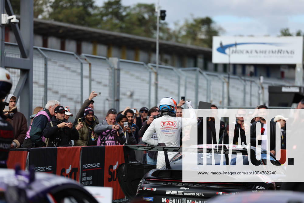 Hockenheim, Germany, October 9–11, 2026 Porsche Sixt Carrera Cup Germany 2026 Season Finale at the Hockenheimring, Sunday, Race 2. Pictured: Keagan Masters (ZA 3) celebrates his championship victory at the Hockenheimring in Baden-Württemberg.
