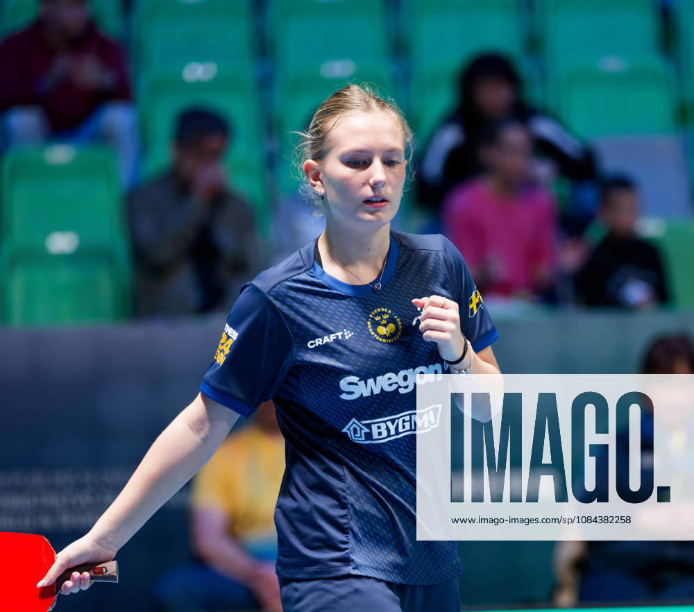 Siri Benjegard of Sweden (photo ms1060b) at the 2026 European Table Tennis Championships in Ljubljana LJUBLJANA, SLOVENIA, OCTOBER 11, 2026 Siri Benjegard of Sweden (photo ms1060b) in action at the European Table Tennis Championships at Stozice Arena in Ljubljana, Slovenia. Photo by Manfred Schillings. Ljubljana, Stozice Arena, Slovenia