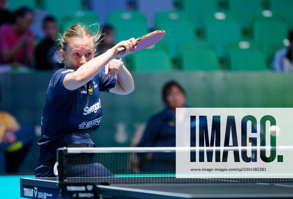 Siri Benjegard of Sweden (photo ms1063b) at the 2026 European Table Tennis Championships in Ljubljana LJUBLJANA, SLOVENIA, OCTOBER 11, 2026 Siri Benjegard of Sweden (photo ms1063b) in action at the European Table Tennis Championships at Stozice Arena in Ljubljana, Slovenia. Photo by Manfred Schillings. Ljubljana, Stozice Arena, Slovenia