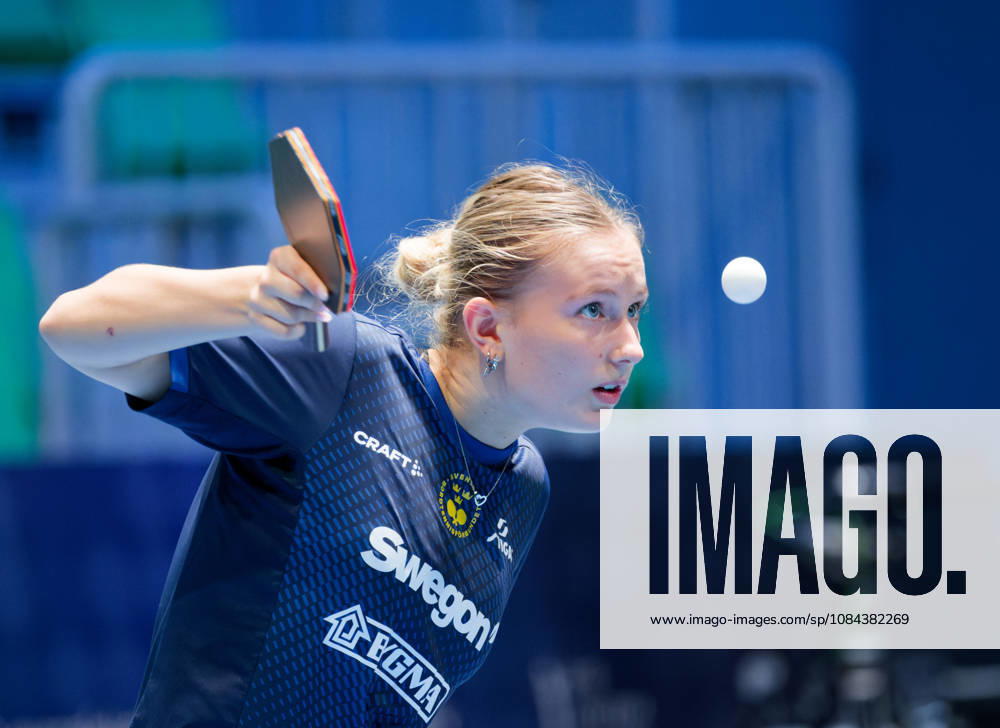 Siri Benjegard of Sweden (photo ms1075b) at the 2026 European Table Tennis Championships in Ljubljana LJUBLJANA, SLOVENIA, OCTOBER 11, 2026 Siri Benjegard of Sweden (photo ms1075b) in action at the European Table Tennis Championships at Stozice Arena in Ljubljana, Slovenia. Photo by Manfred Schillings. Ljubljana, Stozice Arena, Slovenia