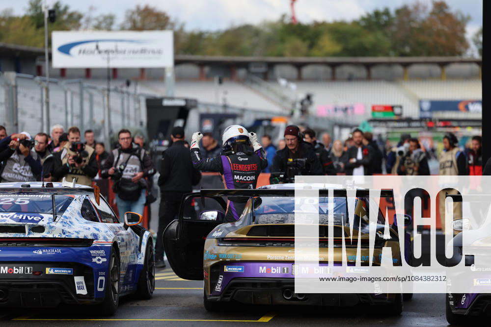 Hockenheim, Germany, October 9–11, 2026 Porsche Sixt Carrera Cup Germany 2026 Season Finale at the Hockenheimring, Sunday, Race 2. Pictured: Niels Langeveld (NED 10) celebrates his victory at the Hockenheimring in Baden-Württemberg.