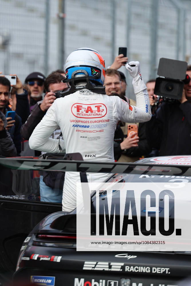 Hockenheim, Germany, October 9–11, 2026 Porsche Sixt Carrera Cup Germany 2026 Season Finale Hockenheimring Sunday Race 2 Pictured: Keagan Masters (ZA 3) celebrates his championship victory at the Hockenheimring in Baden-Württemberg