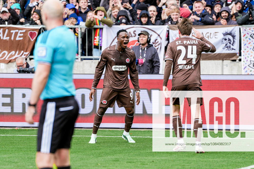 Germany Soccer 2. Bundesliga 2026–27, Matchday 7: FC St. Pauli vs. Karlsruher SC at Millerntor Stadium, Hamburg. St. Pauli 1–0. Goal for FC St. Pauli by Abdoulie Ceesay. FC St. Pauli, 9; Connor Metcalfe, FC St. Pauli, 24