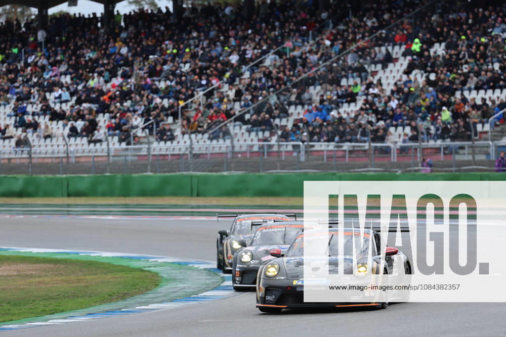 Hockenheim, Germany October 9–11, 2026 Porsche Sixt Carrera Cup Germany 2026 Season Finale Hockenheimring Sunday Race 2 Pictured: Chester Kieffer LUX 11 ahead of Keagan Masters ZA 3 and Flynt Schuring NED 12 in front of a packed grandstand at the Hockenheimring Baden-Württemberg