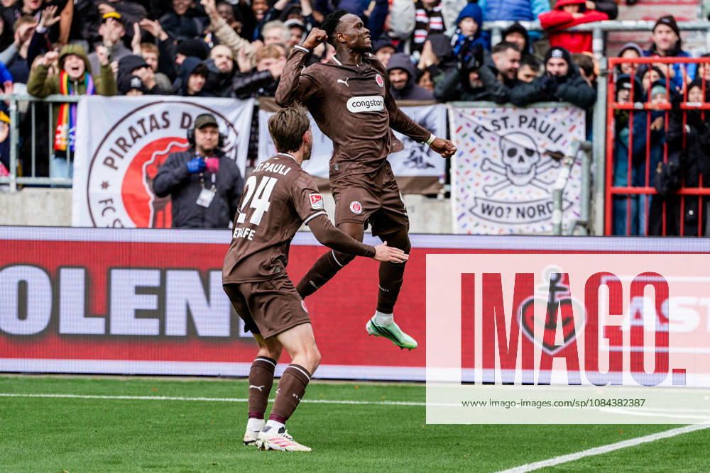 Germany Soccer 2. Bundesliga 2026–27, Matchday 7: FC St. Pauli vs. Karlsruher SC at Millerntor Stadium, Hamburg. St. Pauli 1–0. Goal for FC St. Pauli by Abdoulie Ceesay. FC St. Pauli, 9; Connor Metcalfe, FC St. Pauli, 24
