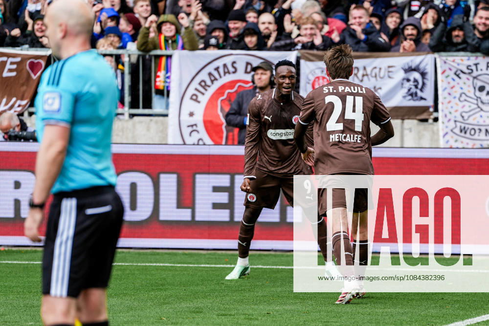 Germany Soccer 2. Bundesliga 2026–27, Matchday 7: FC St. Pauli vs. Karlsruher SC at Millerntor Stadium, Hamburg. St. Pauli 1–0. Goal for FC St. Pauli by Abdoulie Ceesay. FC St. Pauli, 9; Connor Metcalfe, FC St. Pauli, 24