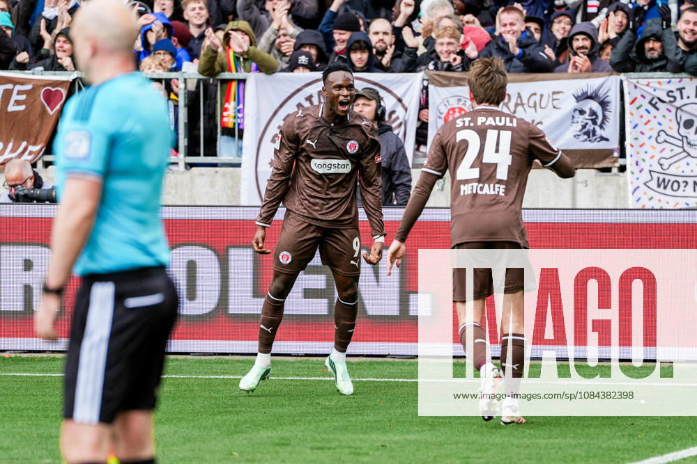 Germany Soccer 2. Bundesliga 2026–27, Matchday 7: FC St. Pauli vs. Karlsruher SC at Millerntor Stadium, Hamburg. St. Pauli 1–0. Goal for FC St. Pauli by Abdoulie Ceesay. FC St. Pauli, 9; Connor Metcalfe, FC St. Pauli, 24