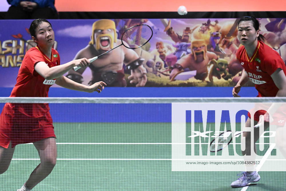 Chen Fan Shu Tian (L) and Luo Xu Min (R) of China during their women s doubles match against Lin Jhih Yun and Hsu Yin-Hui of Taiwan (not pictured) during the finals at the badminton Clash of Clans Arctic Open 2026 tournament in Vantaa, Finland, on October 11, 2026. - ANTTI AIMO-KOIVISTO Finland uHUA0UBei0s