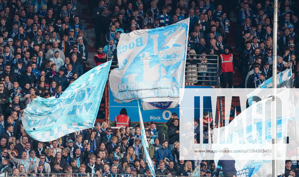 Germany Soccer 2. Bundesliga 2026–2027, Matchday 7: VfL Bochum vs. Arminia Bielefeld at Vonovia Ruhrstadion in Bochum—spectators, fans, stands, choreography, fan choreography, Bochum, Vonovia Ruhrstadion, Germany