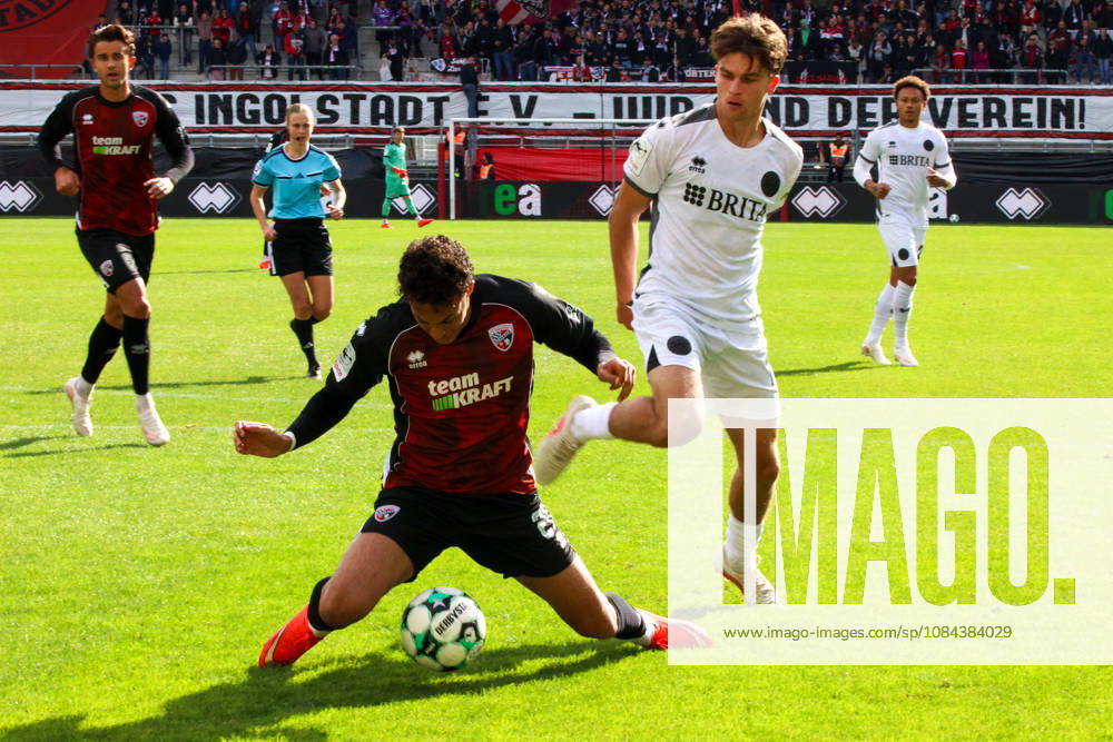 Nishan Velupillay of FC Ingolstadt 04, No. 28, was unceremoniously stripped of the ball right in front of the goal during the match between FC Ingolstadt 04 and SV Wehen Wiesbaden on October 11, 2026, DFB regulations prohibit any use of photographs as image sequences and or quasi-video. GER, Soccer, 3. Liga, Matchday 8, FC Ingolstadt 04 vs. SV Wehen Wiesbaden, October 11, 2026, Audi Sportpark Ingolstadt