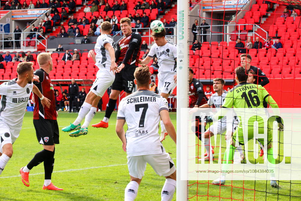 Goalkeeper Florian Stritzel of SV Wehen Wiesbaden, No. 16, defends his goal well in the first half of the match between FC Ingolstadt 04 and SV Wehen Wiesbaden on October 11, 2026, DFB regulations prohibit any use of photographs as image sequences and or quasi-video. GER, Soccer, 3. Liga, Matchday 8, FC Ingolstadt 04 vs. SV Wehen Wiesbaden, October 11, 2026, Audi Sportpark Ingolstadt