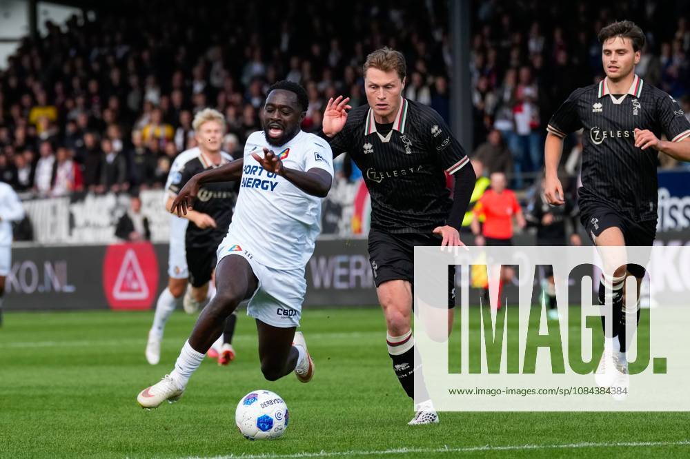 , BUKO Stadion , season 2026 2027 , Dutch Eredivisie football , match between Telstar and ADO Den Haag , Picture shows ADO Den Haag player Milan Hokke fouls Telstar player Tyrone Owusu Telstar - ADO x208165097x