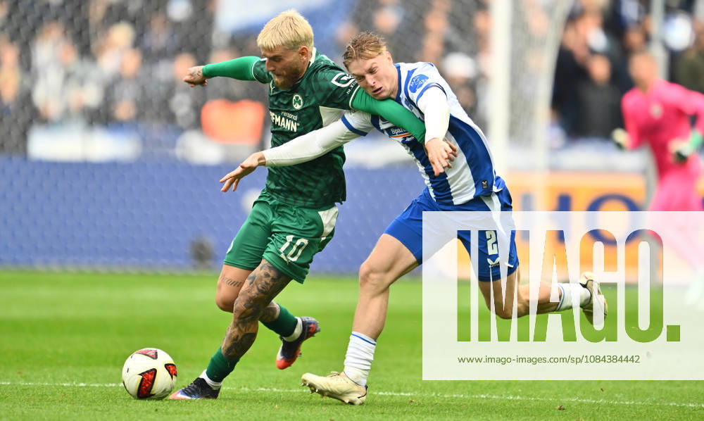 Soccer Season 2026–2027, Matchday 2, Bundesliga, Hertha BSC Berlin vs. SpVgg Greuther Fürth (Kleeblatt), Sports photo by Zink . DFL regulations prohibit any use of photographs as image sequences and or quasi-video. For editorial use only. for editorial use only. Ole Pohlmann 10, SpVgg Greuther Fürth; Julian Eitschberger 2, Hertha BSC