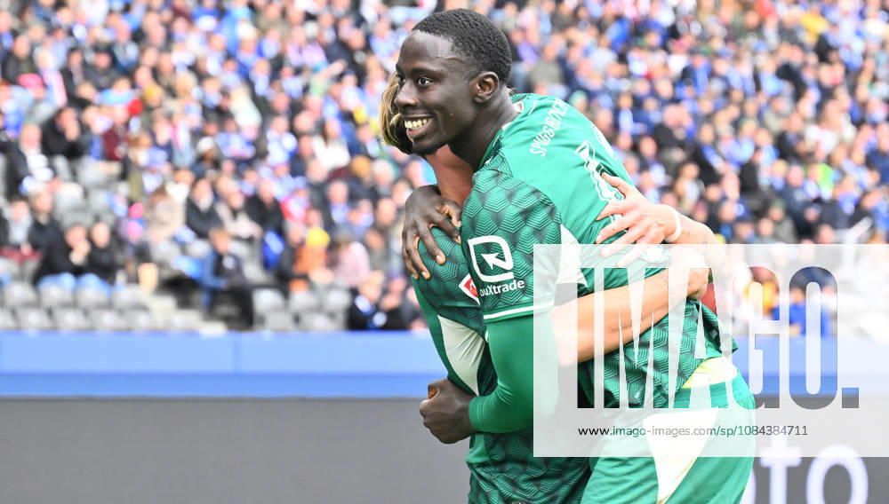 Soccer Season 2026–2027, Matchday 2, Bundesliga, Hertha BSC Berlin vs. SpVgg Greuther Fürth (Kleeblatt), Sports photo by Zink . DFL regulations prohibit any use of photographs as image sequences and or quasi-video; for editorial use only for editorial use only; premature goal celebration, jubilation, joy, goal, shot on goal, goal disallowed after video review (VAR), Omar Sillah 42, SpVgg Greuther Fürth