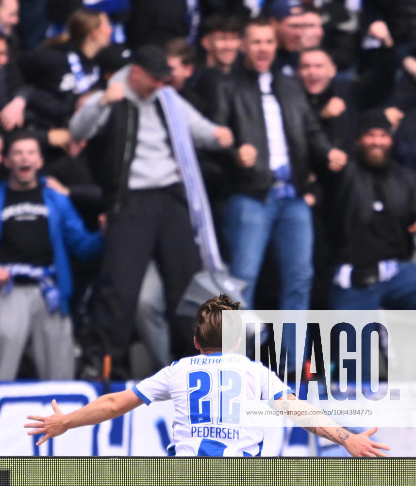Soccer Season 2026–2027, Matchday 2, Bundesliga, Hertha BSC Berlin vs. SpVgg Greuther Fürth (Kleeblatt), Sports photo by Zink . DFL regulations prohibit any use of photographs as image sequences and or quasi-video; for editorial use only for editorial use Goal celebration Cheering Joy after a goal Goal Shot on goal for the 1–0 by Mads Pedersen 22, Hertha BSC