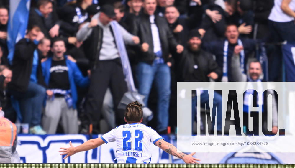 Soccer Season 2026–2027, Matchday 2, Bundesliga, Hertha BSC Berlin vs. SpVgg Greuther Fürth (Kleeblatt), Sports photo by Zink . DFL regulations prohibit any use of photographs as image sequences and or quasi-video; for editorial use only for editorial use Goal celebration Cheering Joy after a goal Goal Shot on goal for the 1–0 by Mads Pedersen 22, Hertha BSC