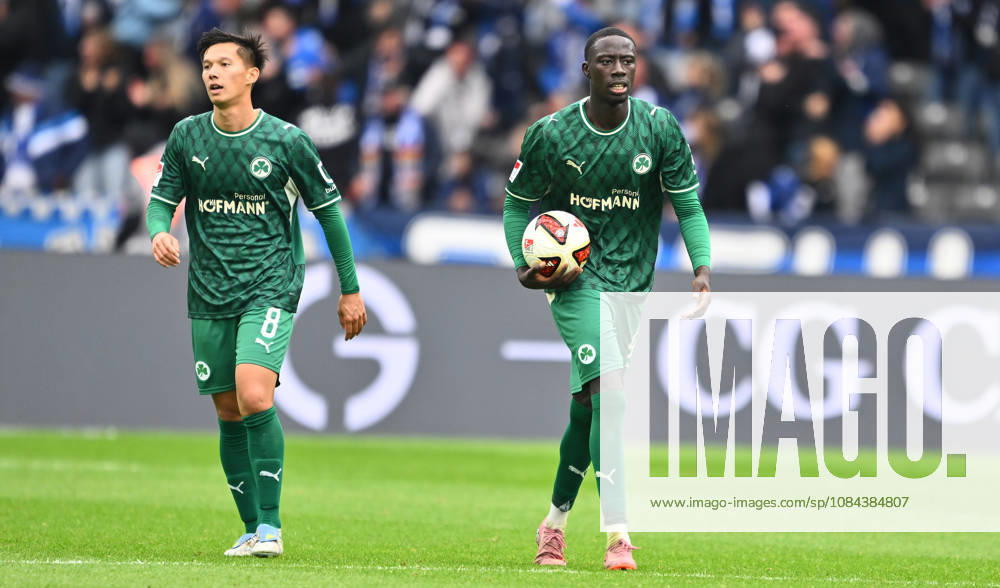 Soccer Season 2026–2027, Matchday 2, Bundesliga, Hertha BSC Berlin vs. SpVgg Greuther Fürth (Kleeblatt), Sports photo by Zink . DFL regulations prohibit any use of photographs as image sequences and or quasi-video; for editorial use only for editorial use only. Shinta Appelkamp 8, SpVgg Greuther Fürth; Omar Sillah 42, SpVgg Greuther Fürth; disappointed; disappointment