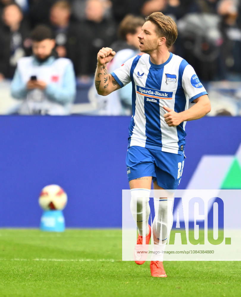 Soccer Season 2026–2027, Matchday 2, Bundesliga, Hertha BSC Berlin vs. SpVgg Greuther Fürth (Kleeblatt), Sports photo by Zink . DFL regulations prohibit any use of photographs as image sequences and or quasi-video; for editorial use only for editorial use Goal celebration Cheering Joy after a goal Goal Shot on goal for the 1–0 by Mads Pedersen 22, Hertha BSC
