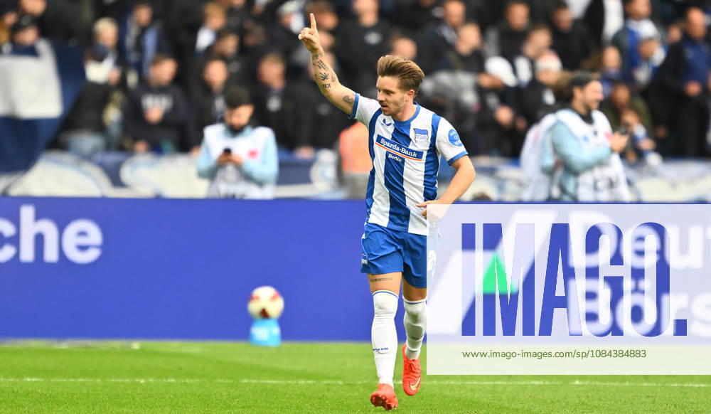 Soccer Season 2026–2027, Matchday 2, Bundesliga, Hertha BSC Berlin vs. SpVgg Greuther Fürth (Kleeblatt), Sports photo by Zink . DFL regulations prohibit any use of photographs as image sequences and or quasi-video; for editorial use only for editorial use Goal celebration Cheering Joy after a goal Goal Shot on goal for the 1–0 by Mads Pedersen 22, Hertha BSC