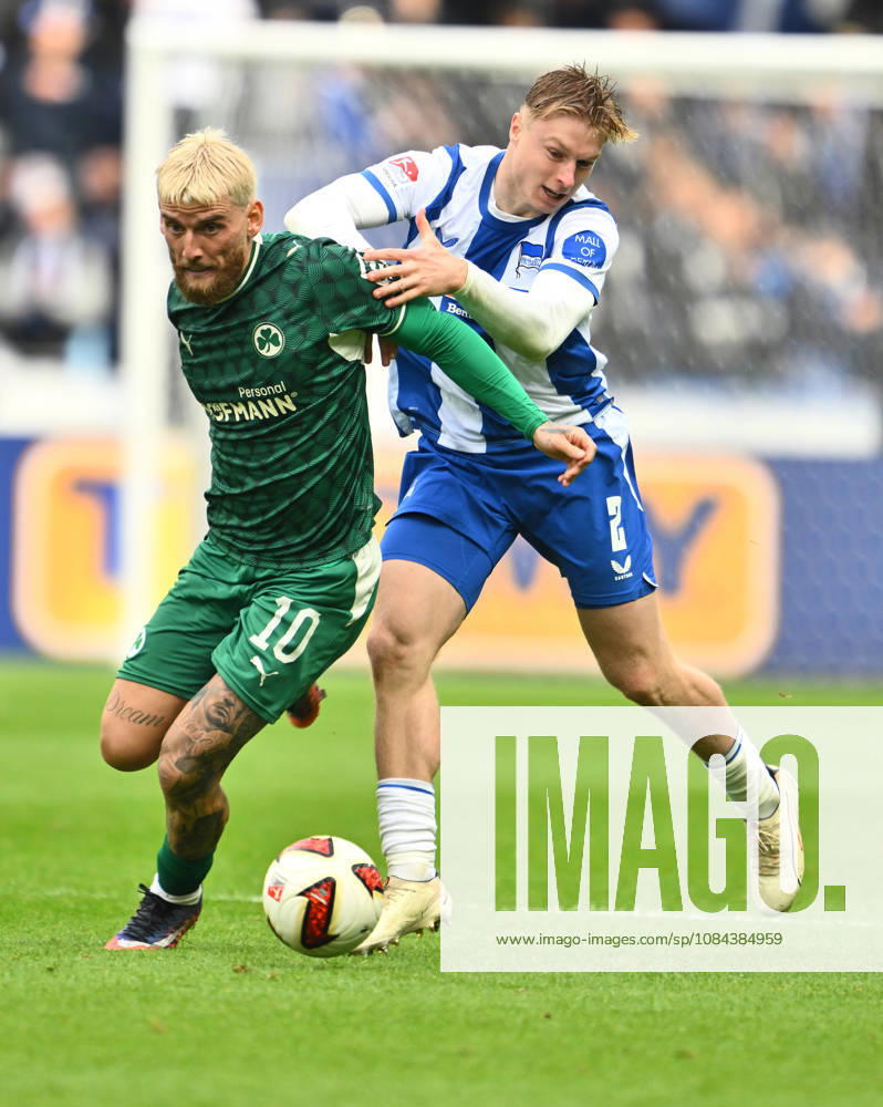 Soccer Season 2026–2027, Matchday 2, Bundesliga, Hertha BSC Berlin vs. SpVgg Greuther Fürth (Kleeblatt), Sports photo by Zink . DFL regulations prohibit any use of photographs as image sequences and or quasi-video. For editorial use only. for editorial use only. Ole Pohlmann 10, SpVgg Greuther Fürth; Julian Eitschberger 2, Hertha BSC