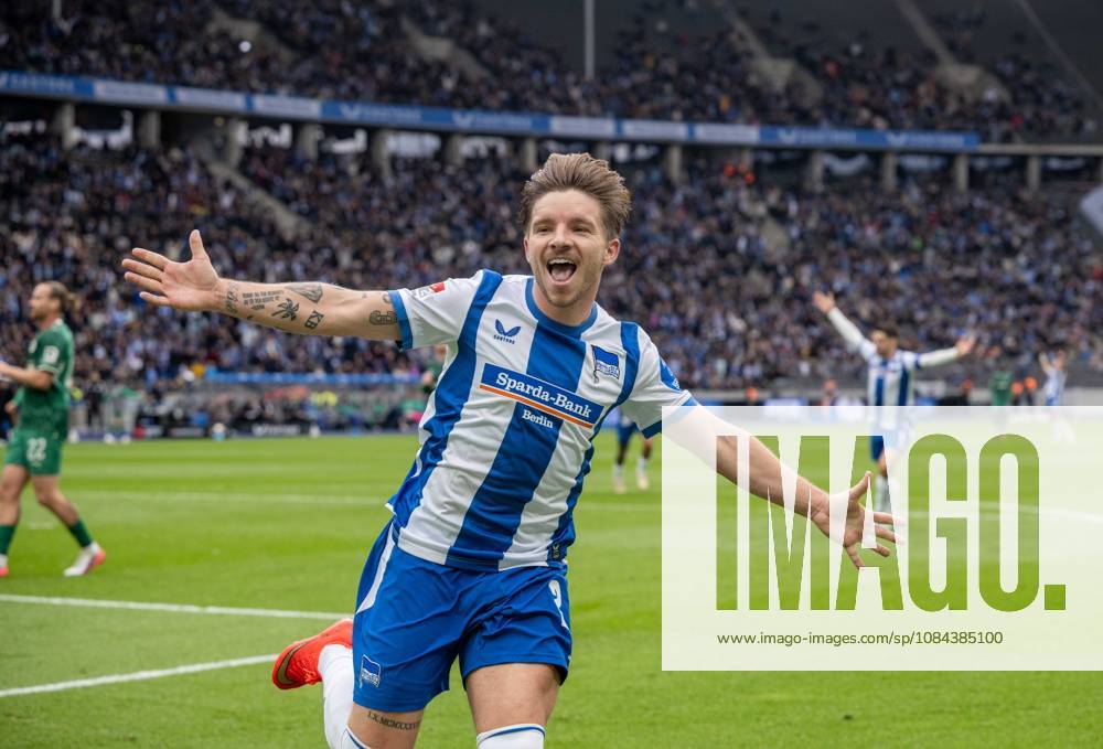 Soccer, Men s, 2026–2027 Season, 2. Bundesliga, Matchday 7, Hertha BSC vs. SpVgg Greuther Fürth, Mads Pedersen (Hertha BSC), Celebrating after scoring the 1–0 goal, October 11, 2026,