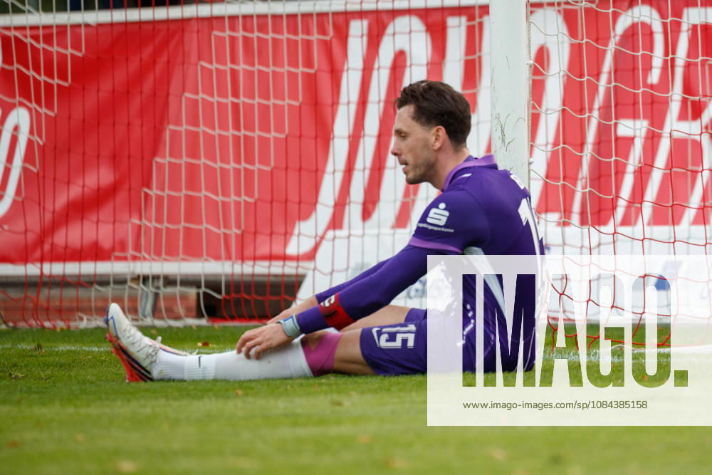 Marcel Bär (Aue) is disappointed, angry, frustrated, and upset GER, Greifswalder FC vs. FC Erzgebirge Aue, Soccer, Men, Northeast Regional League, Matchday 12, 2026–2027 Season, October 11, 2026, Greifswald Volksstadion, Mecklenburg-Western Pomerania, Germany