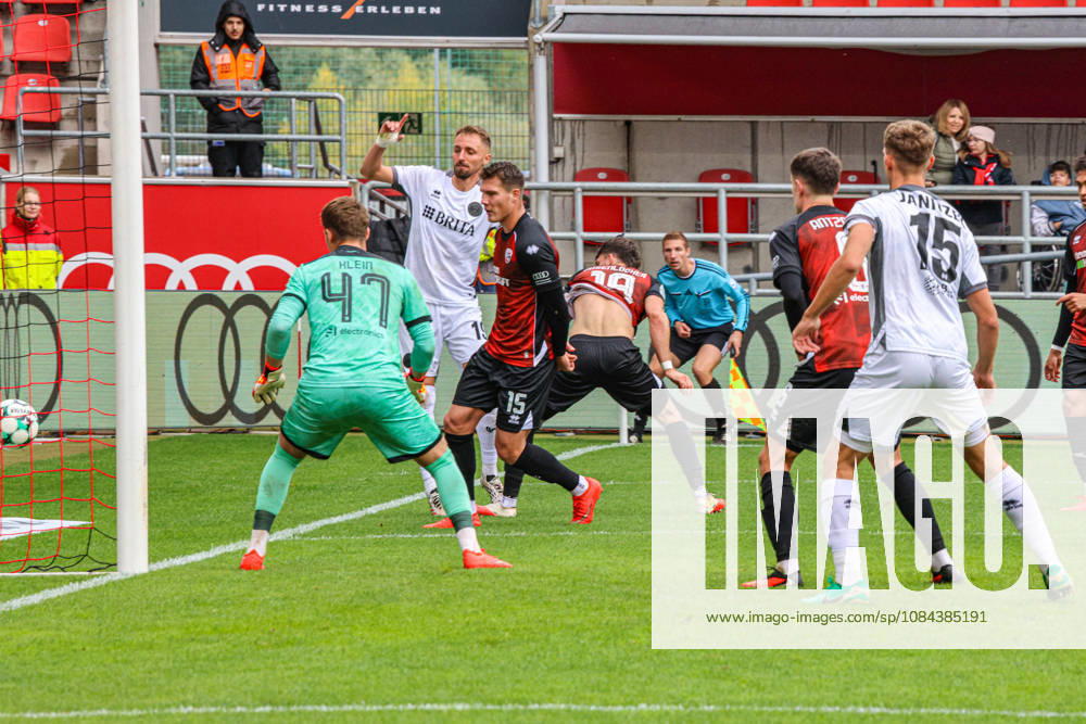 Here, Florian Huebner (No. 19) of SV Wehen Wiesbaden is about to score the goal that makes it 0-1 during the match between FC Ingolstadt 04 and SV Wehen Wiesbaden on October 11, 2026, DFB regulations prohibit any use of photographs as image sequences and or quasi-video. GER, Soccer, 3. Liga, Matchday 8, FC Ingolstadt 04 vs. SV Wehen Wiesbaden, October 11, 2026, Audi Sportpark Ingolstadt