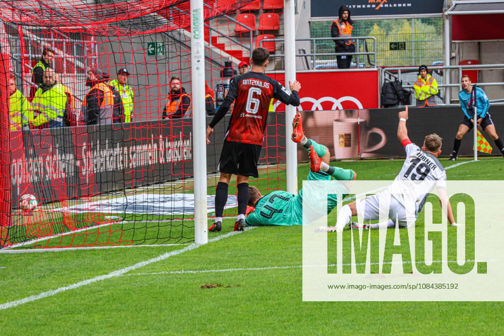 Florian Huebner of SV Wehen Wiesbaden, No. 19, scores here to make it 0–1. Goalkeeper David Klein of FC Ingolstadt 04, No. 47, doesn t look too good during the match between FC Ingolstadt 04 and SV Wehen Wiesbaden on October 11, 2026, DFB regulations prohibit any use of photographs as image sequences and or quasi-video. GER, soccer, 3. Liga, Matchday 8, FC Ingolstadt 04 vs. SV Wehen Wiesbaden, October 11, 2026, Audi Sportpark Ingolstadt