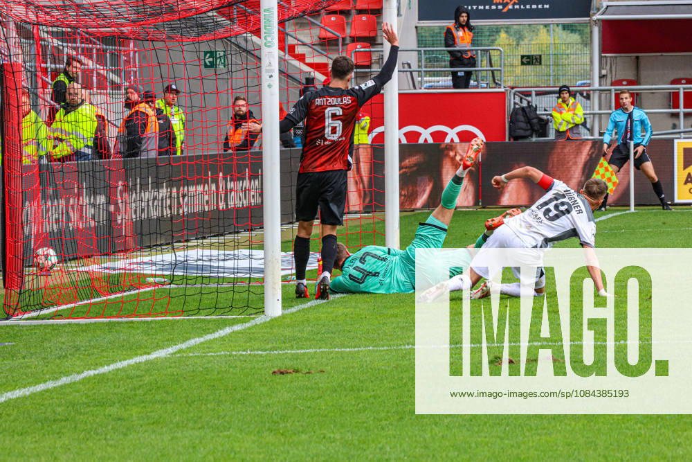 Florian Huebner of SV Wehen Wiesbaden, No. 19, scores here to make it 0–1. Goalkeeper David Klein of FC Ingolstadt 04, No. 47, doesn t look too good during the match between FC Ingolstadt 04 and SV Wehen Wiesbaden on October 11, 2026, DFB regulations prohibit any use of photographs as image sequences and or quasi-video. GER, soccer, 3. Liga, Matchday 8, FC Ingolstadt 04 vs. SV Wehen Wiesbaden, October 11, 2026, Audi Sportpark Ingolstadt