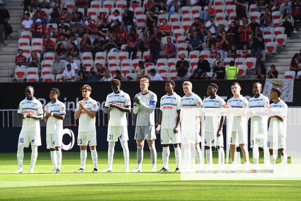OGC Nice v RC Strasbourg Alsace - Ligue 1 McDonald s 2026 2027 Team of Strasbourg tribut during Ligue 1 McDonald s match between Nice and Strasbourg at Allianz Riviera Stadium on October 11, 2026 in Nice, France. Nice France