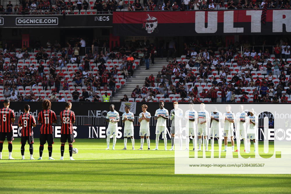 OGC Nice v RC Strasbourg Alsace - Ligue 1 McDonald s 2026 2027 Team of Strasbourg tribut during Ligue 1 McDonald s match between Nice and Strasbourg at Allianz Riviera Stadium on October 11, 2026 in Nice, France. Nice France