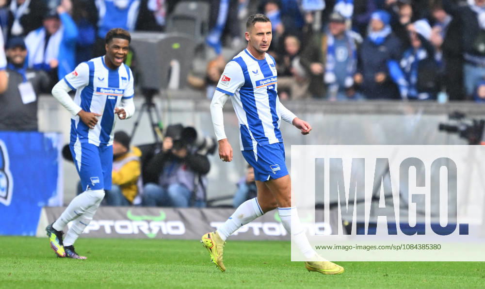 Soccer Season 2026–2027, Matchday 2, Bundesliga, Hertha BSC Berlin vs. SpVgg Greuther Fürth (Kleeblatt), Sports photo by Zink . DFL regulations prohibit any use of photographs as image sequences and or quasi-video; for editorial use only for editorial use Goal celebration Cheering Joy after a goal Goal Shot on goal for the 2–0 by Paul Seguin 30, Hertha BSC