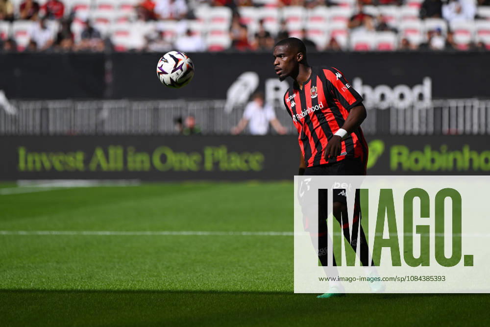 Niels Nkounkou (OGCN) - Ligue 1 McDonalds match between OGC Nice and Racing Club de Strasbourg Alsace on October 11, 2026 at the Allianz Riviera Stadium in Nice.