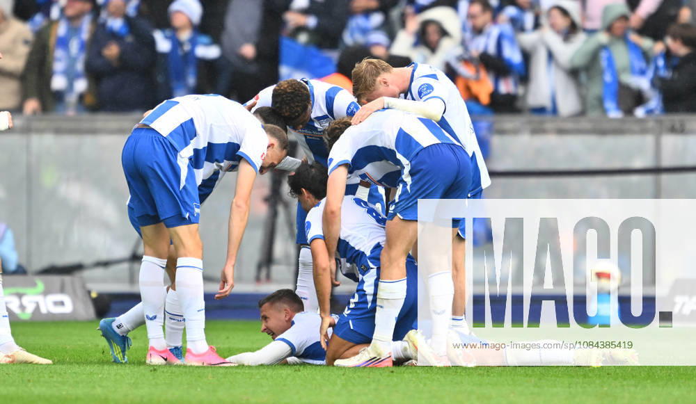 Soccer Season 2026–2027, Matchday 2, Bundesliga, Hertha BSC Berlin vs. SpVgg Greuther Fürth (Kleeblatt), Sports photo by Zink . DFL regulations prohibit any use of photographs as image sequences and or quasi-video; for editorial use only for editorial use Goal celebration Cheering Joy after a goal Goal Shot on goal for the 2–0 lead by Paul Seguin 30, Hertha BSC