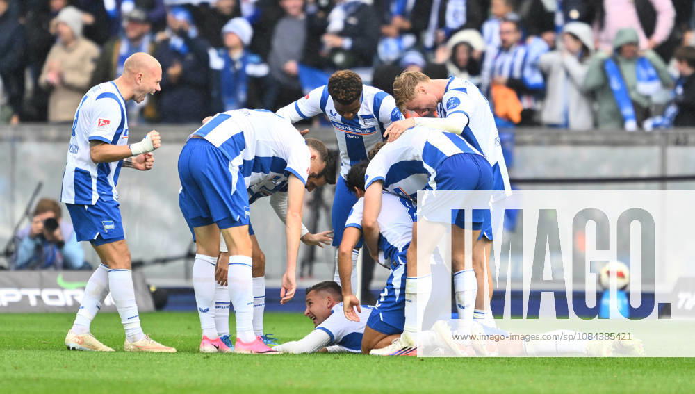 Soccer Season 2026–2027, Matchday 2, Bundesliga, Hertha BSC Berlin vs. SpVgg Greuther Fürth (Kleeblatt), Sports photo by Zink . DFL regulations prohibit any use of photographs as image sequences and or quasi-video; for editorial use only for editorial use Goal celebration Cheering Joy after a goal Goal Shot on goal for the 2–0 lead by Paul Seguin 30, Hertha BSC