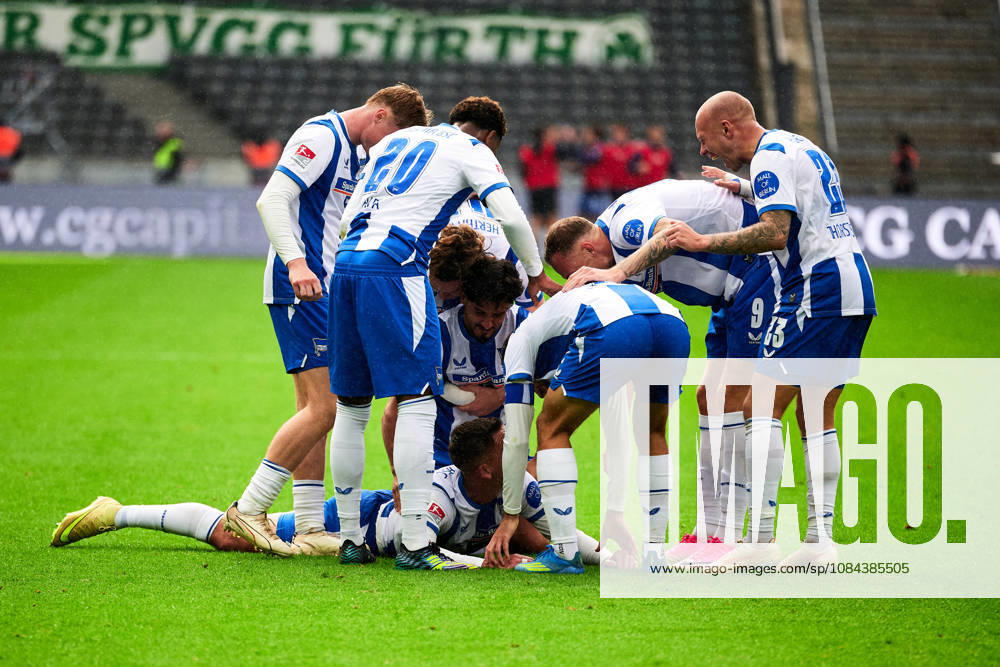 Hertha BSC Berlin celebrates a 2–0 lead, Gustaf Nilsson (Hertha BSC), 09, GER, Hertha BSC vs. SPVGG Greuther Fürth, 2. Bundesliga, 2026–27 season, Matchday 7, October 11, 2026. DFL regulations prohibit any use of photographs as image sequences and or quasi-video. GER, Hertha BSC vs. SPVGG Greuther Fürth, 2. Bundesliga, 2026–27 season, Matchday 7, October 11, 2026, Berlin