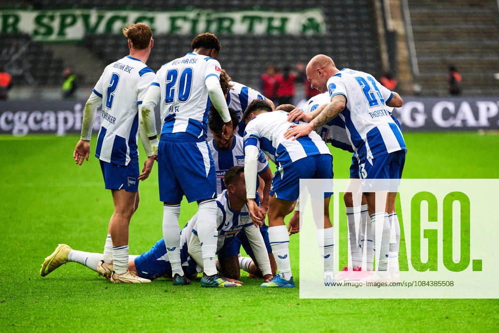 Hertha BSC Berlin celebrates a 2–0 lead, Gustaf Nilsson (Hertha BSC), 09, GER, Hertha BSC vs. SPVGG Greuther Fürth, 2. Bundesliga, 2026–27 season, Matchday 7, October 11, 2026. DFL regulations prohibit any use of photographs as image sequences and or quasi-video. GER, Hertha BSC vs. SPVGG Greuther Fürth, 2. Bundesliga, 2026–27 season, Matchday 7, October 11, 2026, Berlin