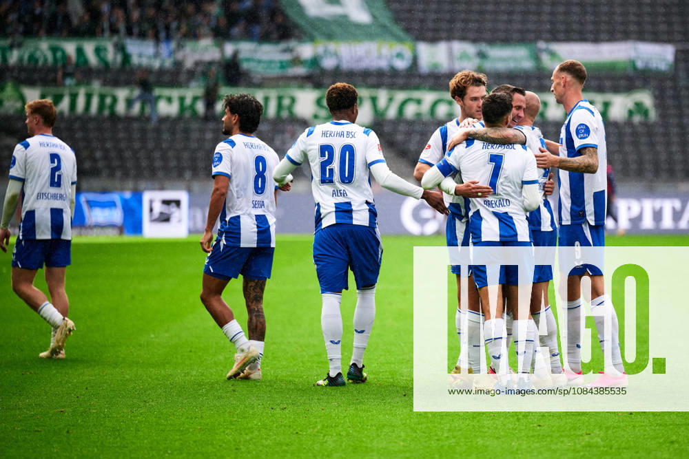 Hertha BSC Berlin celebrates a 2-0 lead, Gustaf Nilsson (Hertha BSC), 09, GER, Hertha BSC vs. SPVGG Greuther Fürth, 2. Bundesliga, 2026–27 season, Matchday 7, October 11, 2026. DFL regulations prohibit any use of photographs as image sequences and or quasi-video. GER, Hertha BSC vs. SPVGG Greuther Fürth, 2. Bundesliga, 2026–27 season, Matchday 7, October 11, 2026, Berlin
