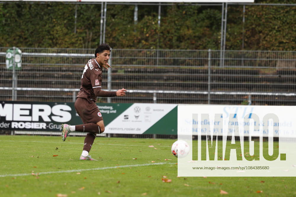 Soccer I Men s I 2026–2027 Season I Regionalliga Nord I Matchday 13 I FC St. Pauli II vs. HSC Hannover I October 11, 2026, Haron Sabah 7, FC St. Pauli II scores a 1–0 goal into an empty net at the Edmund Plambeck Stadium in Norderstedt, Schleswig-Holstein, Germany