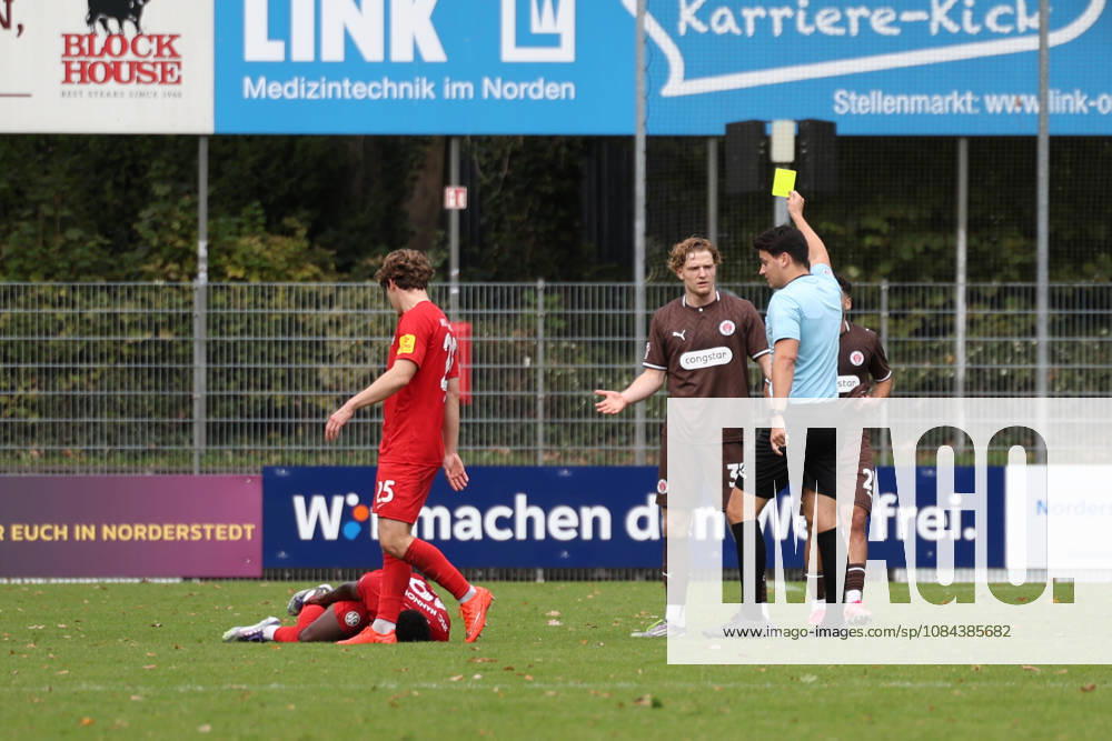 Soccer I Men I 2026–2027 Season I Regionalliga Nord I Matchday 13 I FC St. Pauli II vs. HSC Hannover I October 11, 2026 Yellow card for Anton Lange (32), FC St. Pauli II, Edmund Plambeck Stadium, Norderstedt, Schleswig-Holstein, Germany