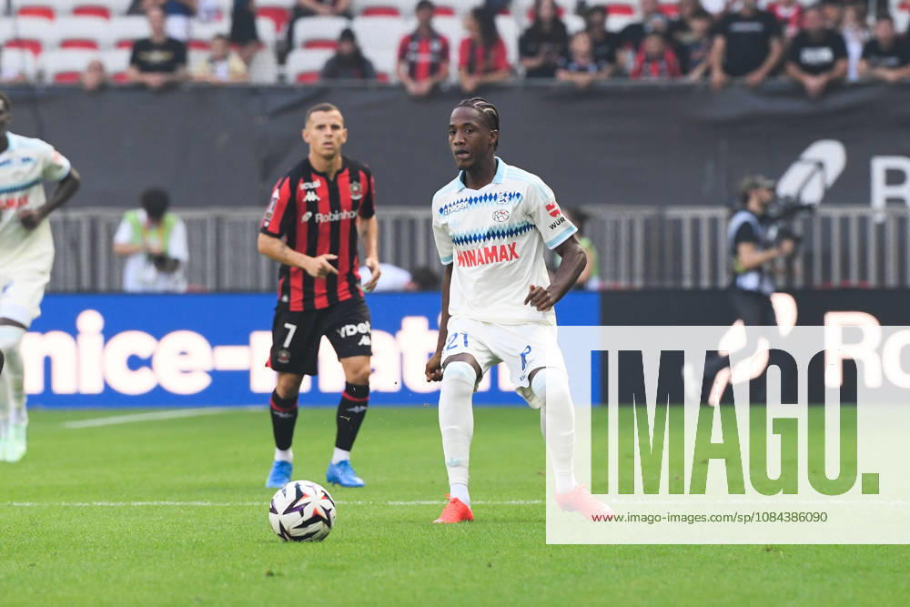 OGC Nice v RC Strasbourg Alsace - Ligue 1 McDonald s 2026 2027 Pape Demba DIOP of RC Strasbourg and Gauthier HEIN of Nice during Ligue 1 McDonald s match between Nice and Strasbourg at Allianz Riviera Stadium on October 11, 2026 in Nice, France. Nice France