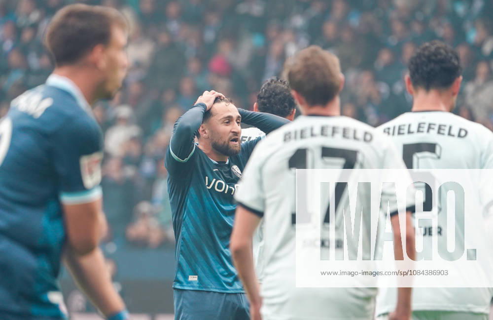 Germany Soccer 2. Bundesliga 2026–2027, Matchday 7: VfL Bochum vs. Arminia Bielefeld, Vonovia Ruhrstadion, Bochum; Scoring chance by Berkan Taz (VfL Bochum); 10: Gestures, body language, emotion; Bochum, Vonovia Ruhrstadion, Germany