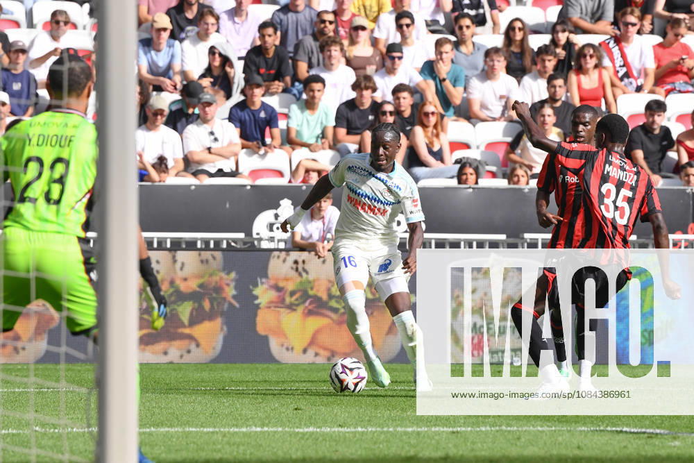 OGC Nice v RC Strasbourg Alsace - Ligue 1 McDonald s 2026 2027 Genesis ANTWI of RC Strasbourg and Xavier Mandza TSIENDI of Nice during Ligue 1 McDonald s match between Nice and Strasbourg at Allianz Riviera Stadium on October 11, 2026 in Nice, France. Nice France