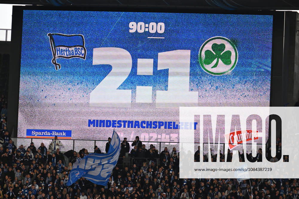 Soccer Season 2026–2027, Matchday 2, Bundesliga, Hertha BSC Berlin vs. SpVgg Greuther Fürth (Kleeblatt), Sports photo by Zink . DFL regulations prohibit any use of photographs as image sequences and or quasi-video; for editorial use only for editorial use only. Final score on the scoreboard