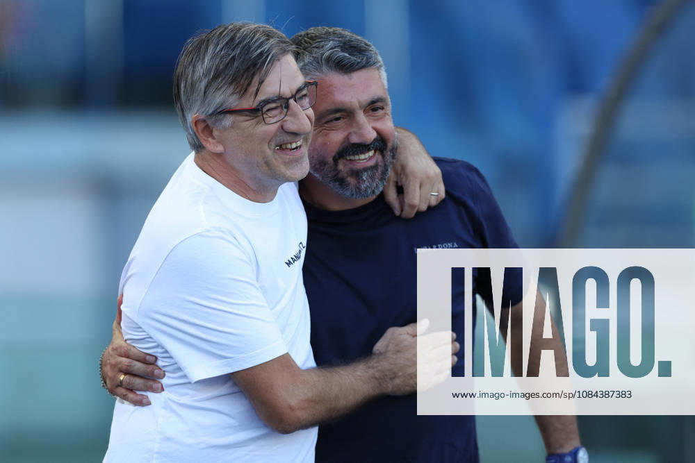 SOCCER - Serie A - SS Lazio vs. AC Monza Photo by IPA ABACAPRESS.COM89550074 - Rome, Italy - October 11, 2026: Ivan Juric (Head Coach) of AC Monza greets Lazio coach Gennaro Gattuso before the 2026–2027 Italian Serie A-Enilive Championship soccer match between SS Lazio and AC Monza at the Olympic Stadium in Rome. Rome Italy
