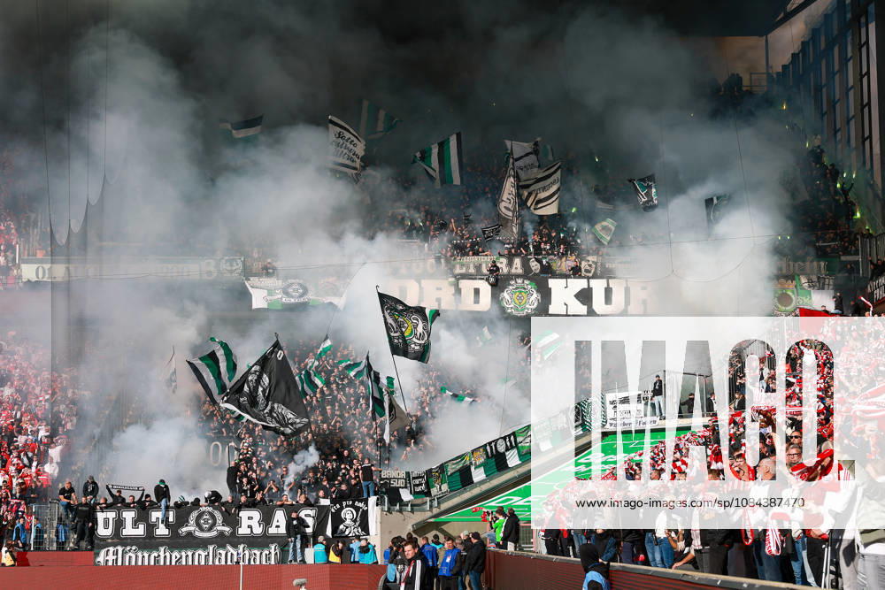 1 Bundesliga 26 27 1 FC Cologne vs. Borussia Mönchengladbach on October 11, 2026, at the RheinEnergieSTADION in Cologne. The Mönchengladbach fans in the visitors section set off pyrotechnics. MH