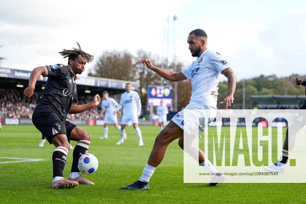 , BUKO Stadion , season 2026 2027 , Dutch Eredivisie football , match between Telstar and ADO Den Haag , Picture shows ADO Den Haag player Jonas Jensen-Abbew and Telstar player Marvin Peersman Telstar - ADO x208167751x