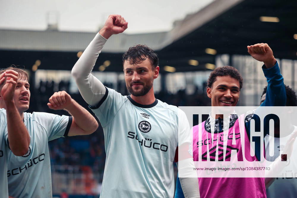 Germany Soccer 2. Bundesliga 2026–2027, Matchday 7: VfL Bochum vs. Arminia Bielefeld, Vonovia Ruhrstadion, Bochum; Maximilian Bauer of Arminia Bielefeld celebrates a goal; 5, Bochum, Vonovia Ruhrstadion, Germany