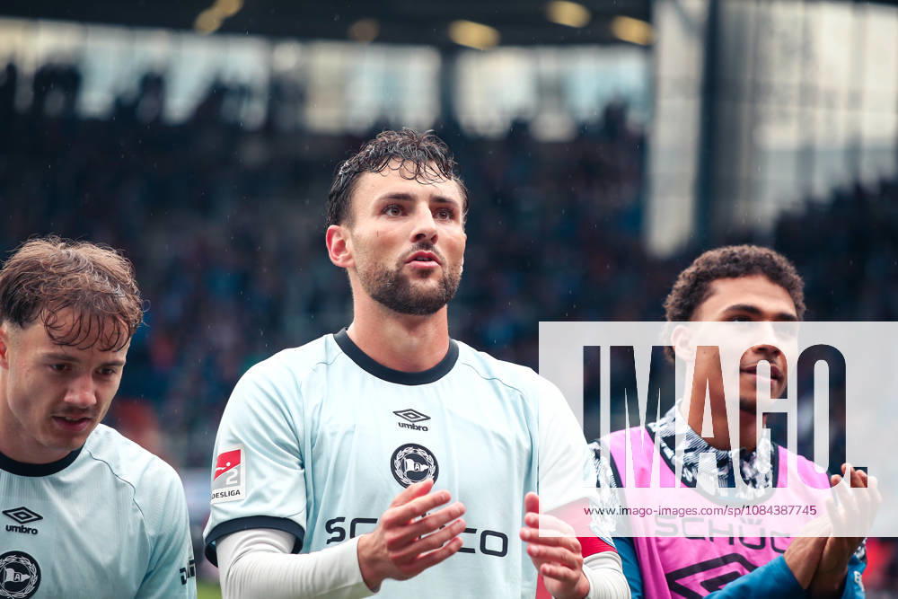 Germany Soccer 2. Bundesliga 2026–2027, Matchday 7: VfL Bochum vs. Arminia Bielefeld, Vonovia Ruhrstadion, Bochum; Maximilian Bauer of Arminia Bielefeld celebrates a goal; 5, Bochum, Vonovia Ruhrstadion, Germany