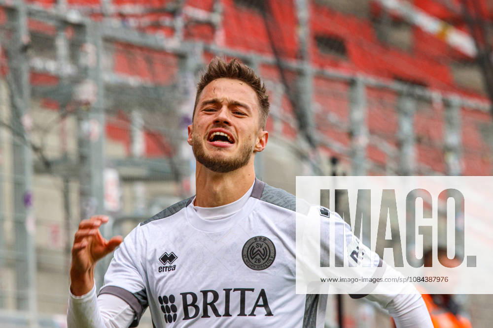 Robin Kalem of SV Wehen Wiesbaden, No. 10, celebrates after scoring the goal that made the score 2–4. Wiesbaden ultimately won the match quite convincingly in the game between FC Ingolstadt 04 and SV Wehen Wiesbaden on October 11, 2026, DFB regulations prohibit any use of photographs as image sequences and or quasi-video. GER, Soccer, 3. Liga, Matchday 8, FC Ingolstadt 04 vs. SV Wehen Wiesbaden, October 11, 2026, Audi Sportpark Ingolstadt